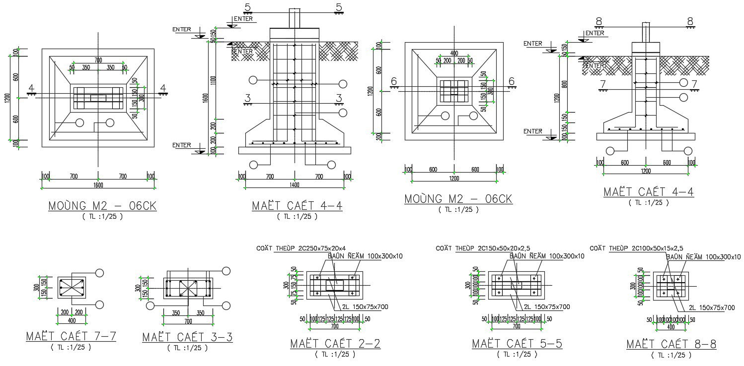 Column And Foundation Concrete Drawing Download DWG File