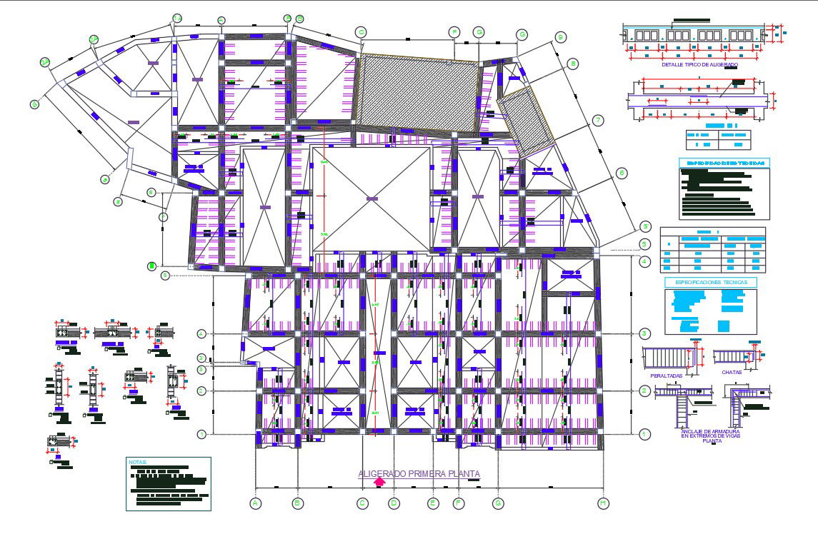 Column Beam Construction Drawing For Cluster House Plan