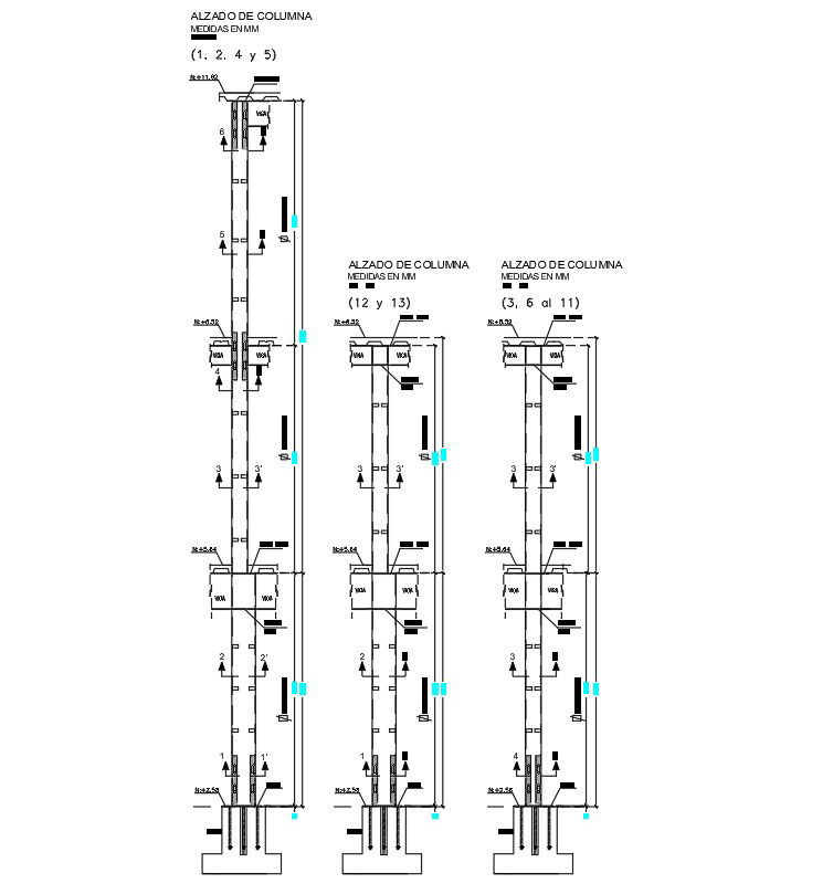 Column Elevation AutoCAD Drawing Free Download DWG File