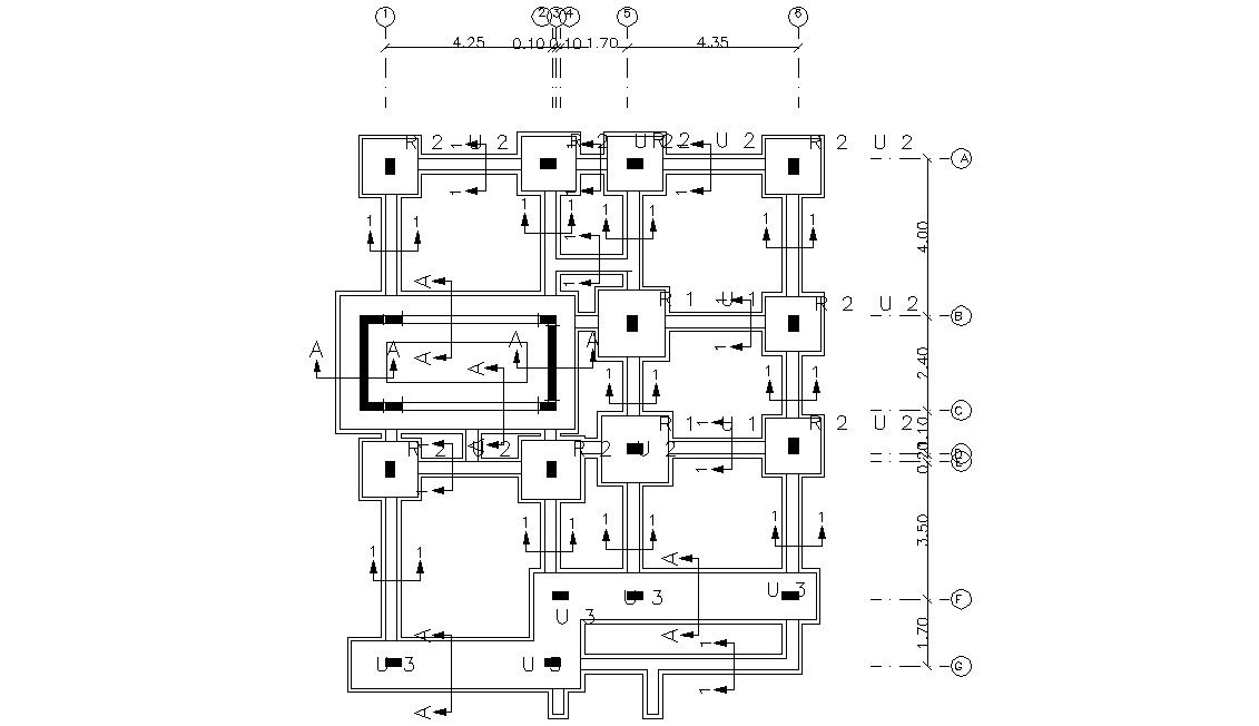 Column Footing And Center Line Plan AutoCAD File Download