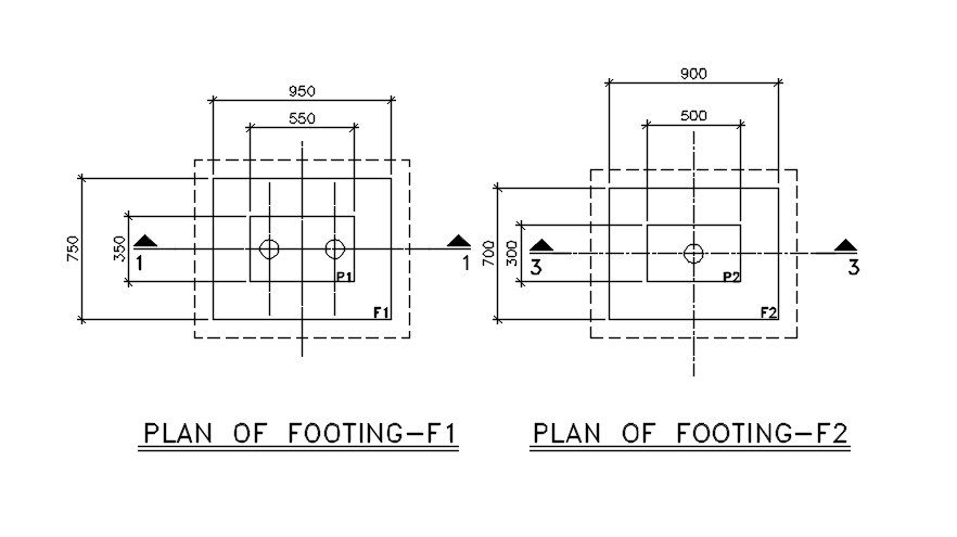 Column Footing Plan AutoCAD Drawing Download DWG File