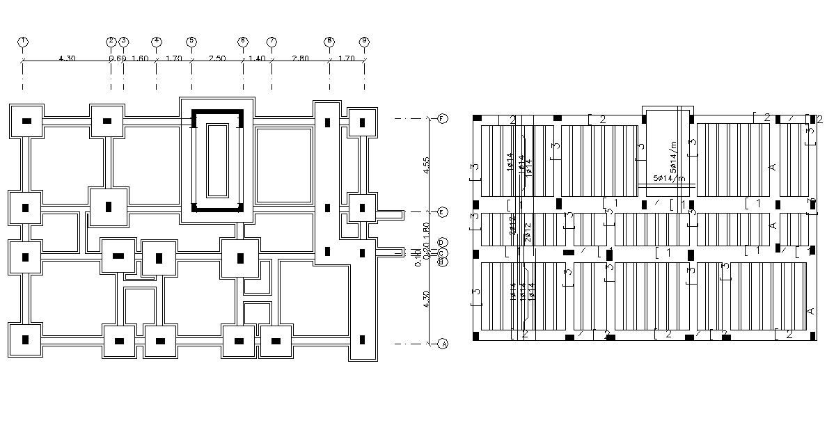 Column Foundation And Slab Design Structural Drawing DWG