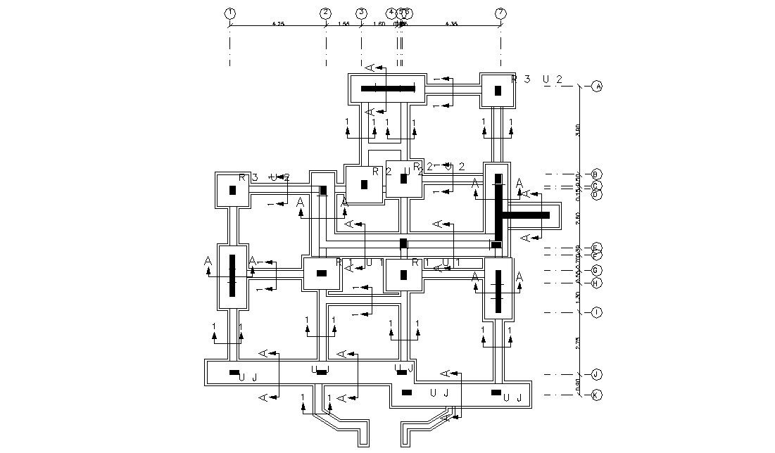 Column Foundation With Dimension Structural Drawing DWG File