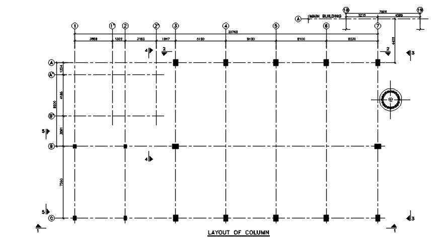 Column Layout Plan CAD Drawing Download Free DWG File