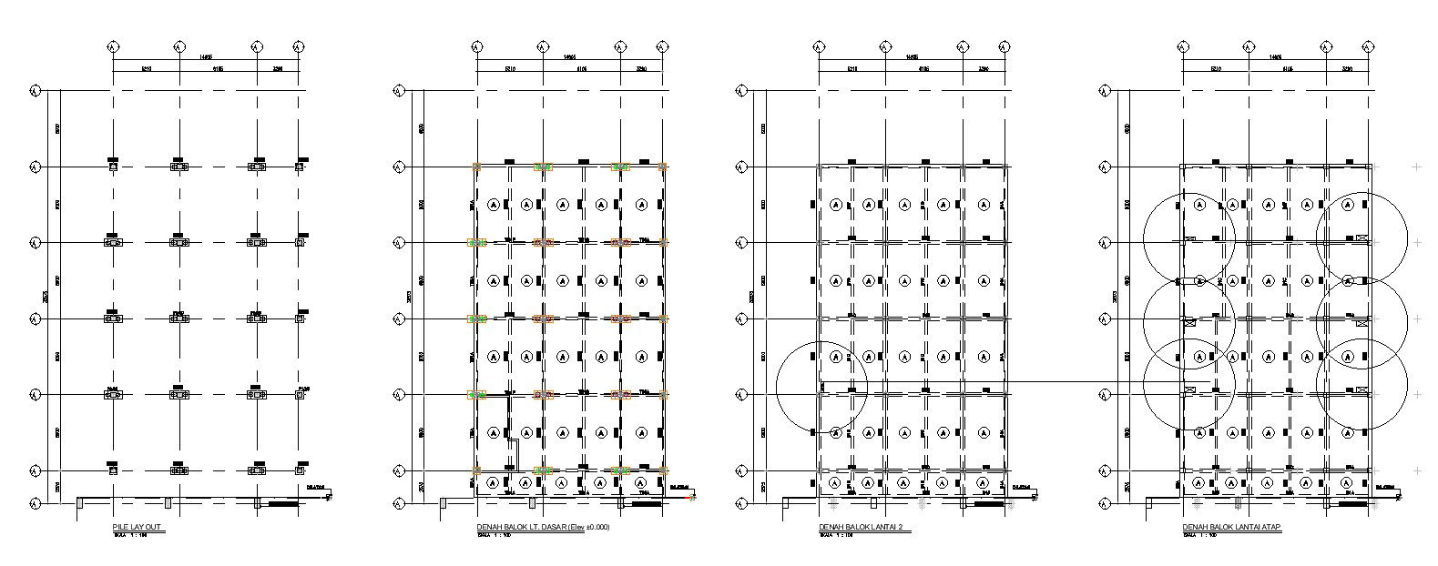2D Column Arrangement Layout for House in DWG Format