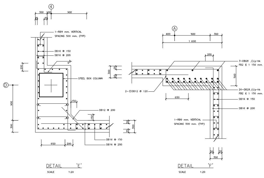 Column Reinforcement section details of steel boxes are provided in this AutoCAD DWG file.Download the AutoCAD DWG file.
