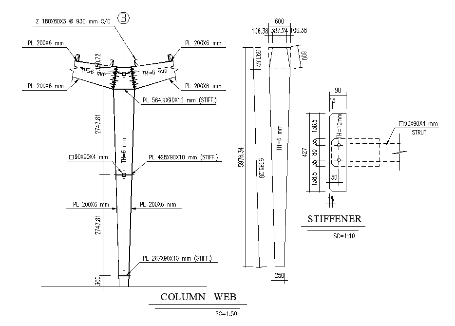 Column Web Structure CAD Drawing Download Free DWG File