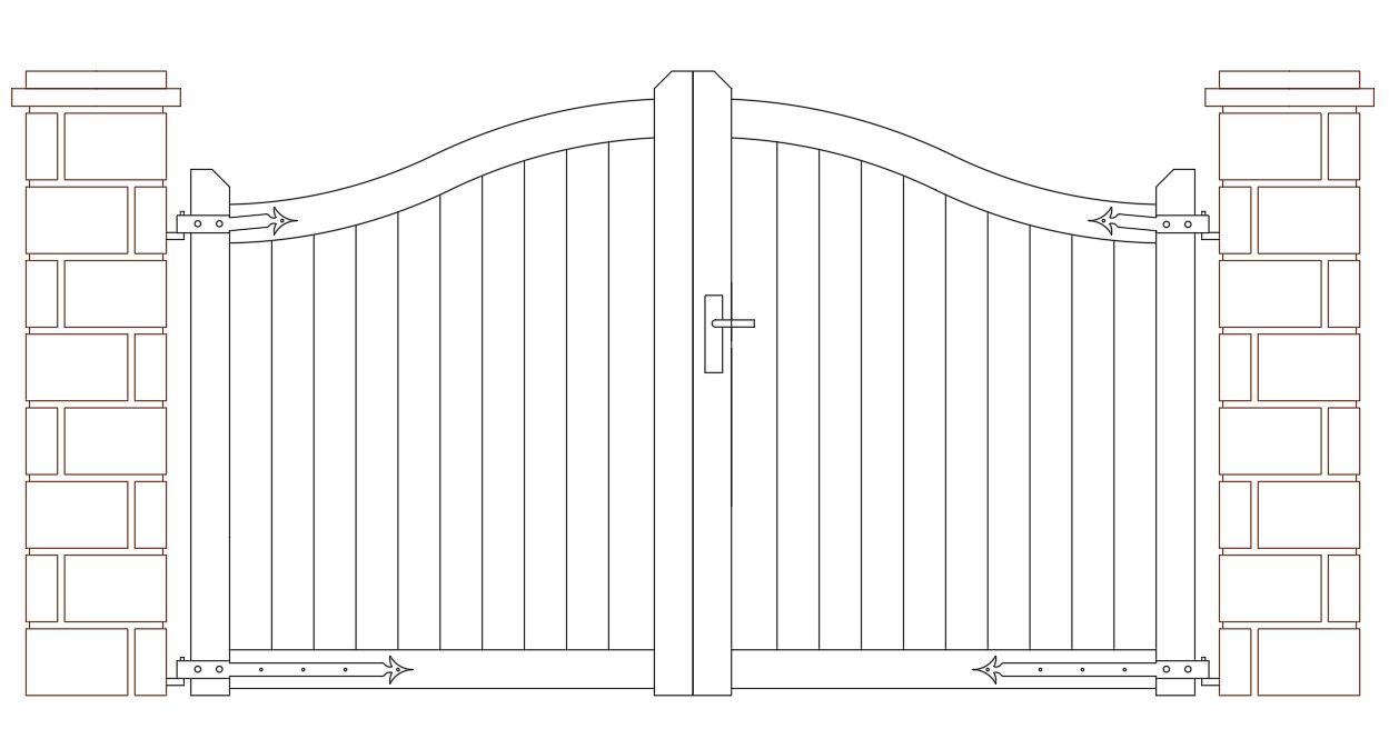 Column With Main Gate Design DWG File