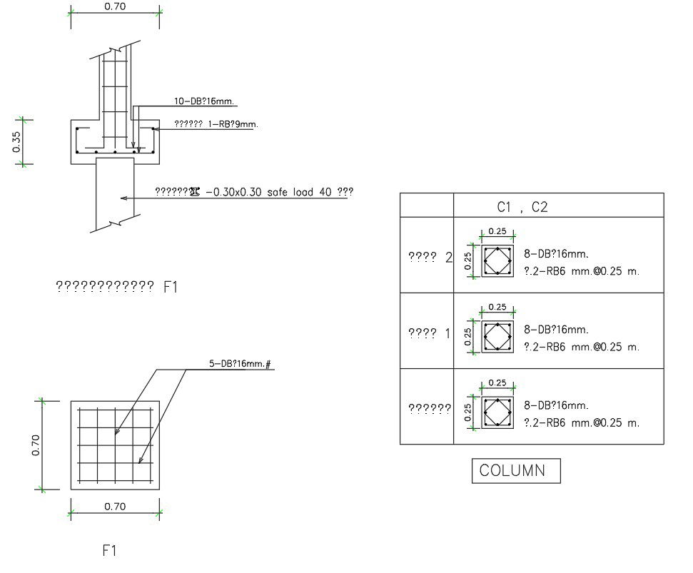 Column details of a building in AutoCAD, dwg file.