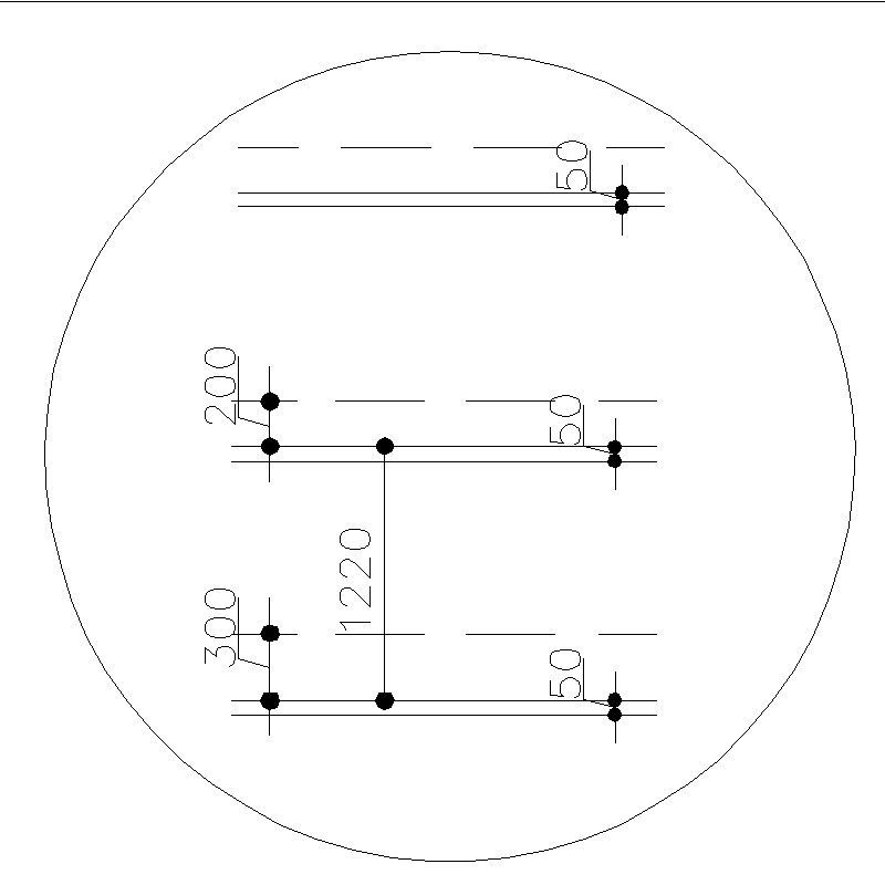 Column details on plan in AutoCAD, dwg file.