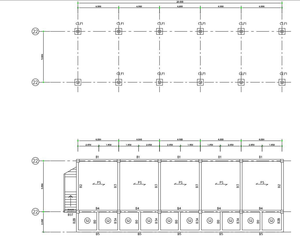 Column layout detail plan in AutoCAD, dwg file.