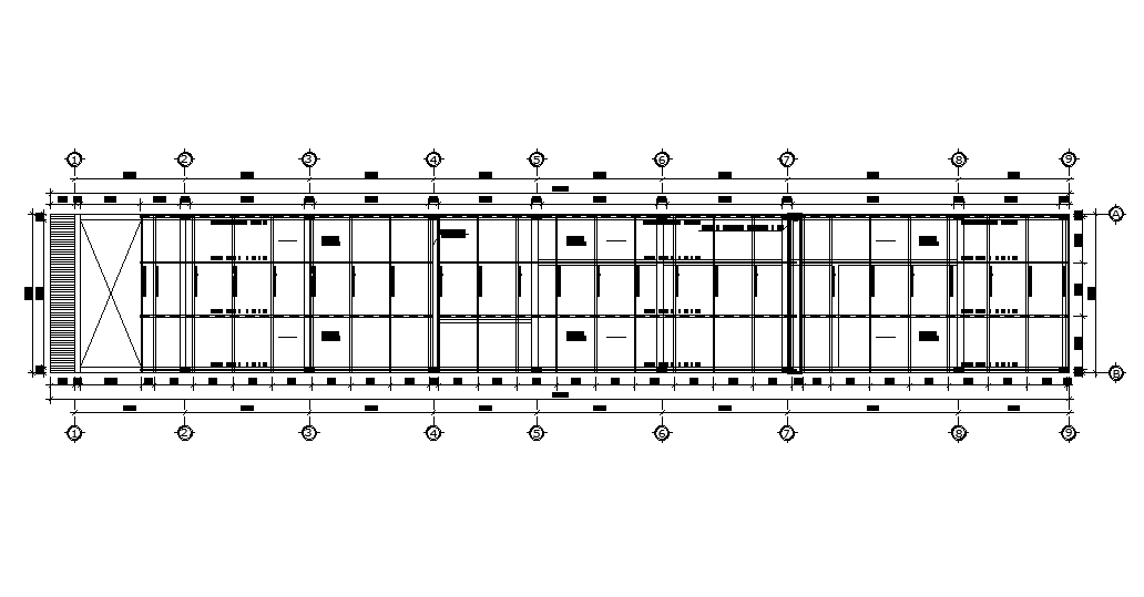 Column layout of 26x4m house plan is given in this AutoCAD drawing file.Download now.