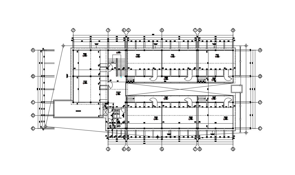 Column layout of 36x18m school plan is given in this Autocad drawing file.Download now.