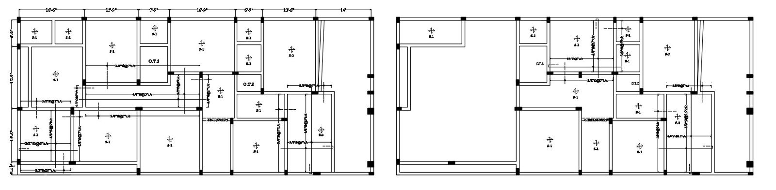 Column layout plan with details for residential structure