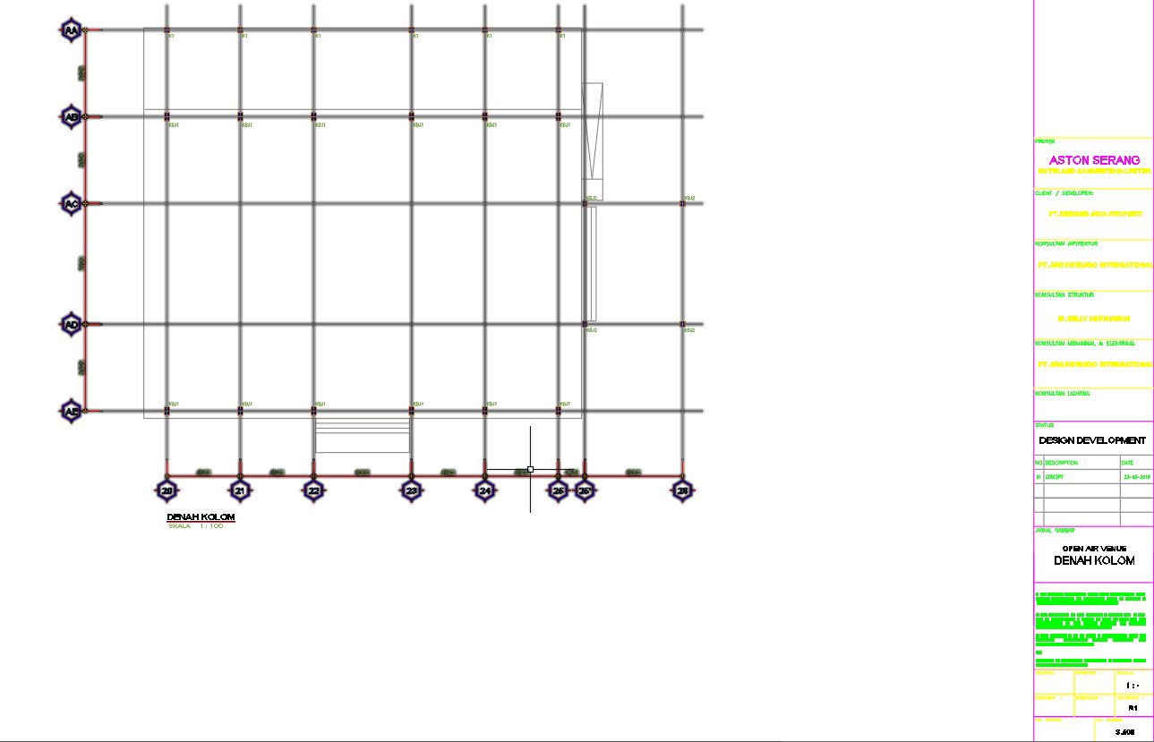 Column layout plan of the restaurant design in AutoCAD 2D drawing, CAD file, dwg file