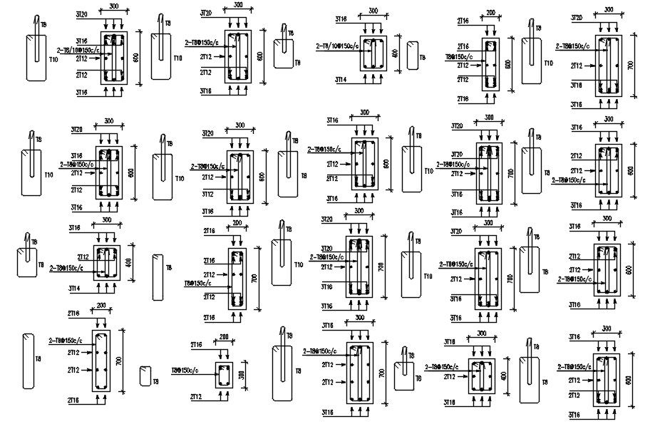 Column reinforcement details in AutoCAD 2D drawing, dwg file, CAD file