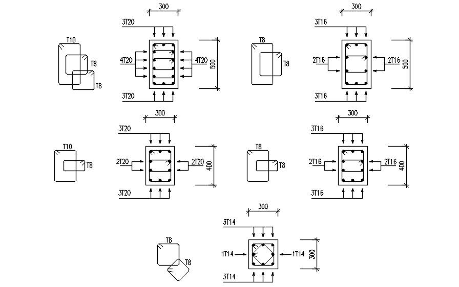 Column reinforcement schedule design in detail AutoCAD drawing, CAD file, dwg file