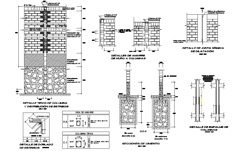 Column section details are given in this 2D Autocad DWG drawing file. Download the 2D Autocad drawing file.