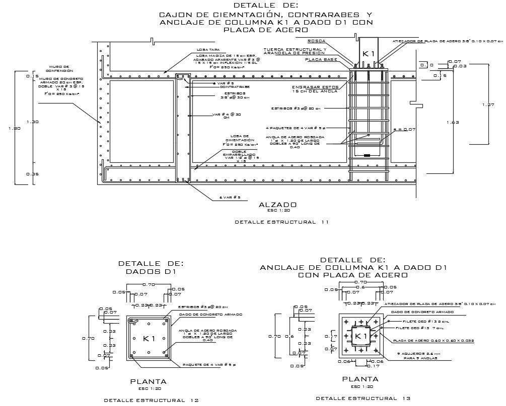 Combined Column Footing CAD drawing