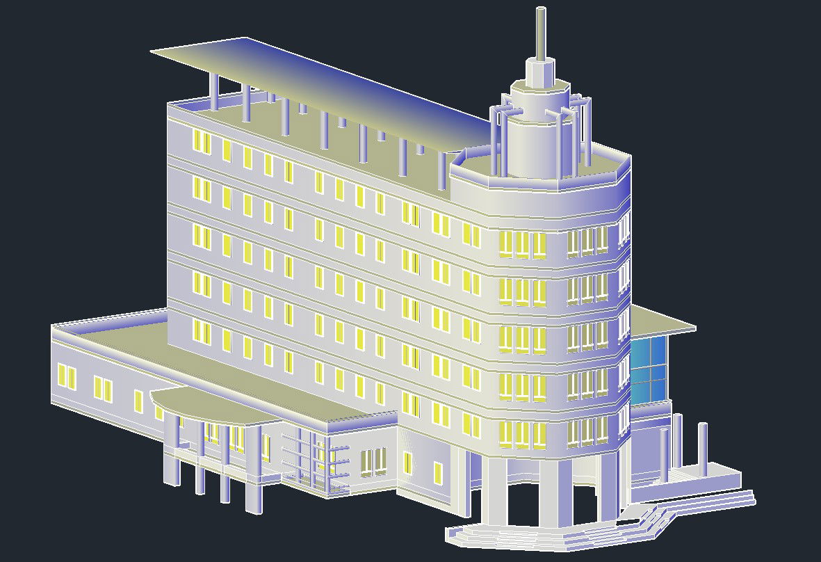 3D AutoCAD Plan Layout of Commercial Building CAD Structure files