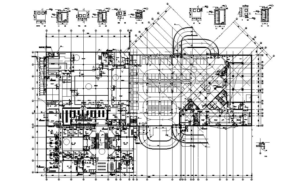 Commerce Building Column and Wall Design Plan CAD Drawing