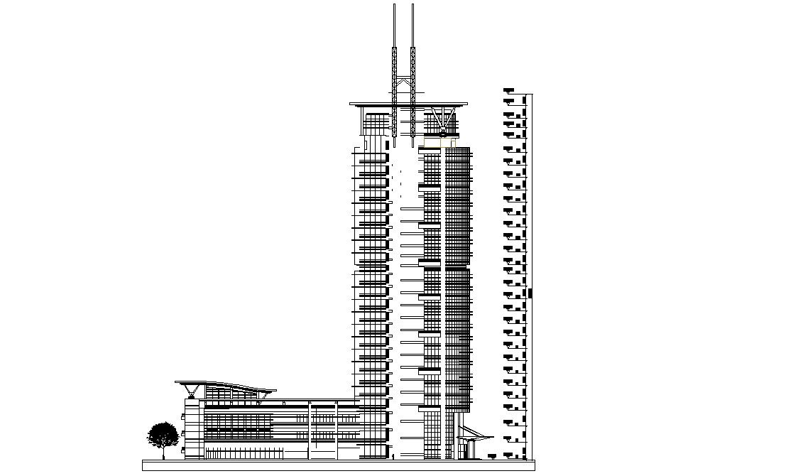 Commerce Building Elevation Design AutoCAD File