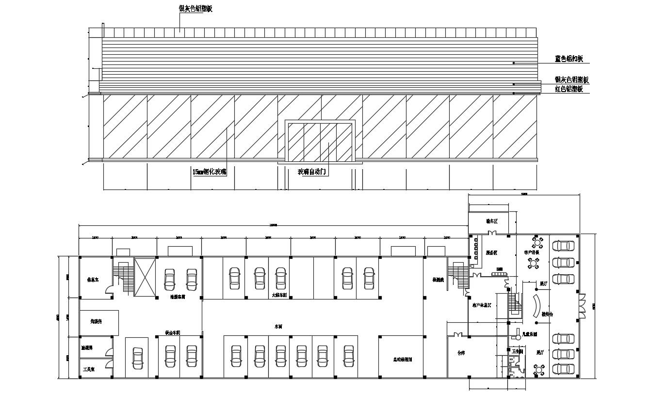 Commerce Building Elevation and Column Layout CAD File