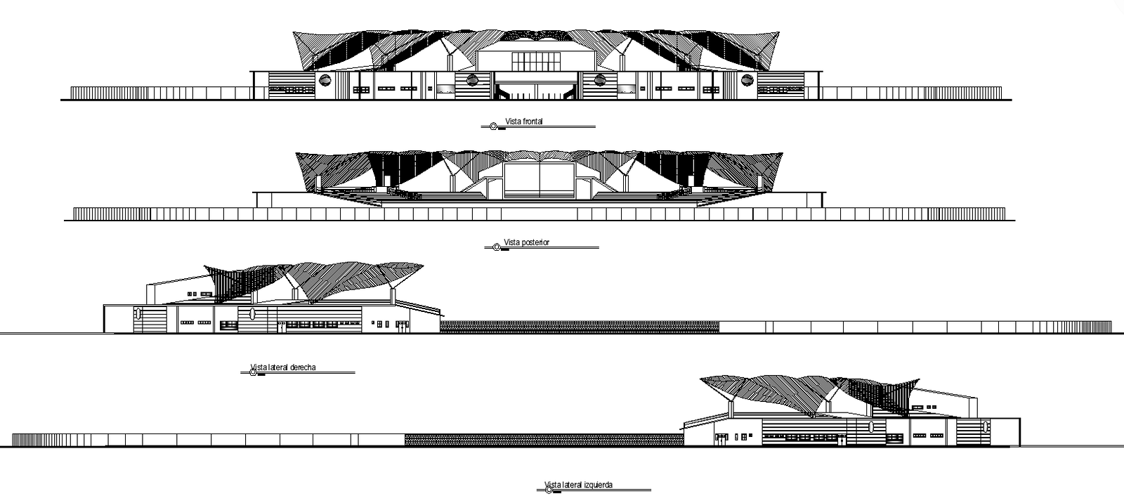 Commerce building structure detail 2d view elevation file in autocad format