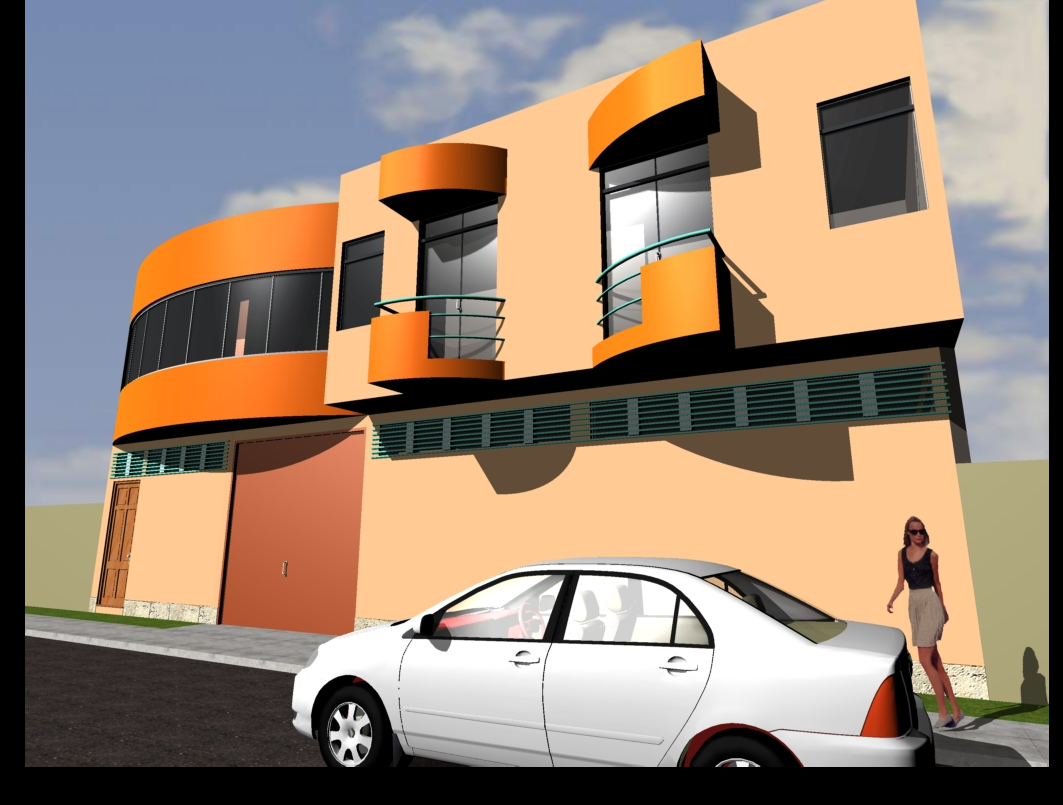 Commercial 3 D building side elevation plan detail dwg file