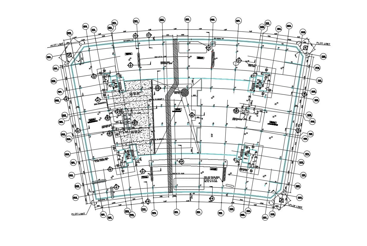 Commercial Building Center Line Plan AutoCAD File