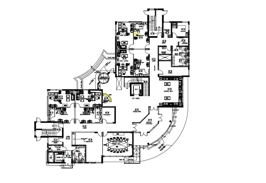Commercial Building Design Layout Plans with Detailed AutoCAD File