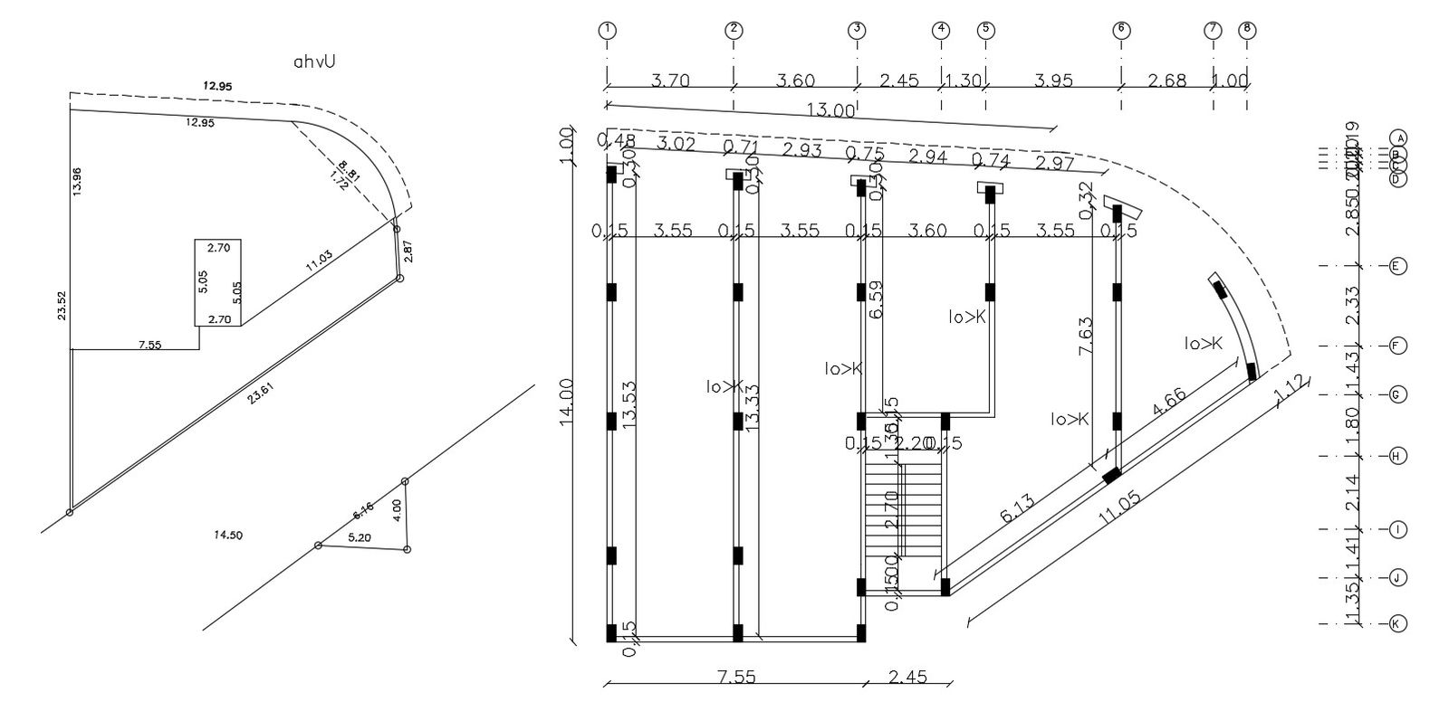 Commercial Building Floor Plan And Column Layout Plan