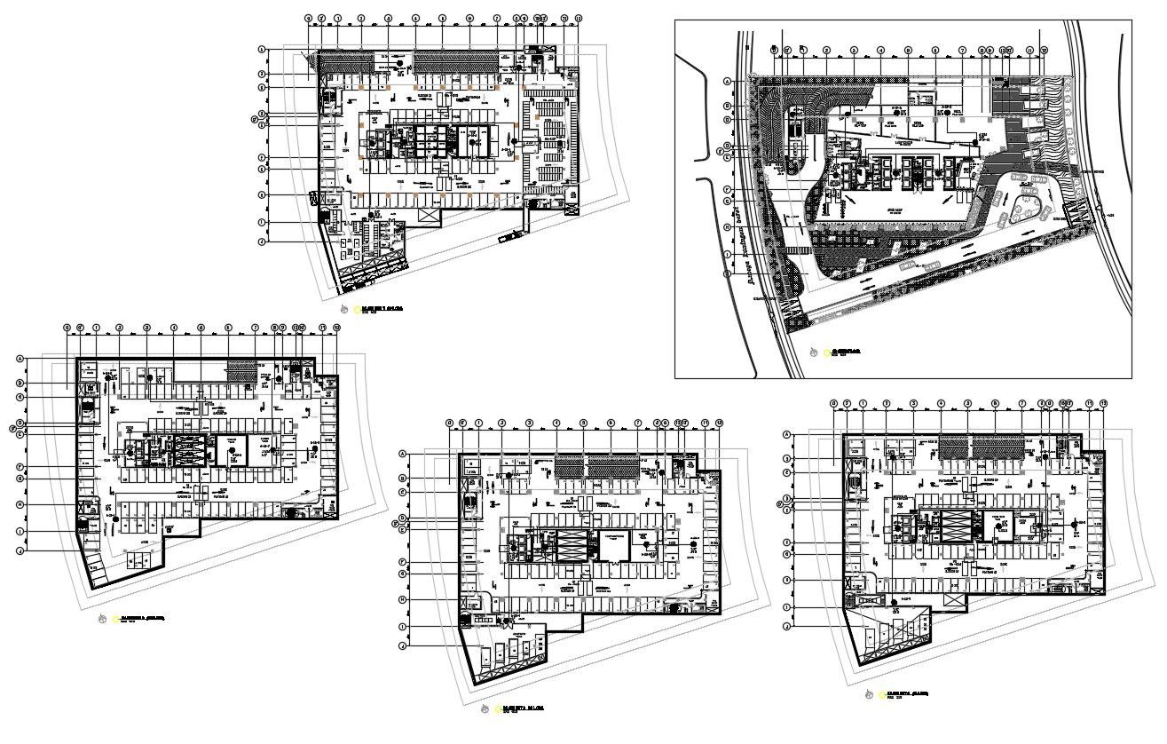 Commercial Building Floor Plan With Parking AutoCAD File
