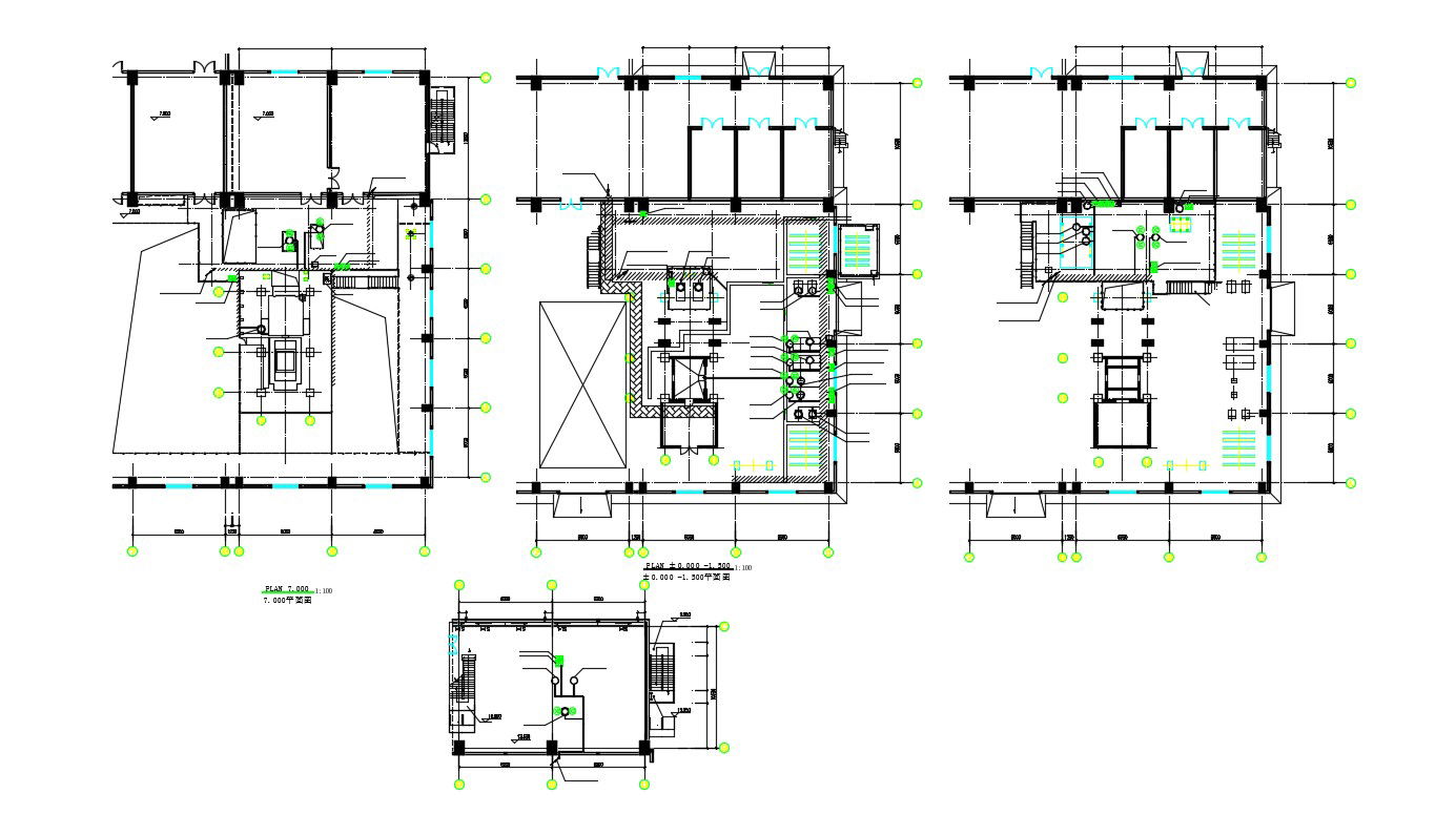 Commercial Building Floor Plan With Structure Design AutoCAD File