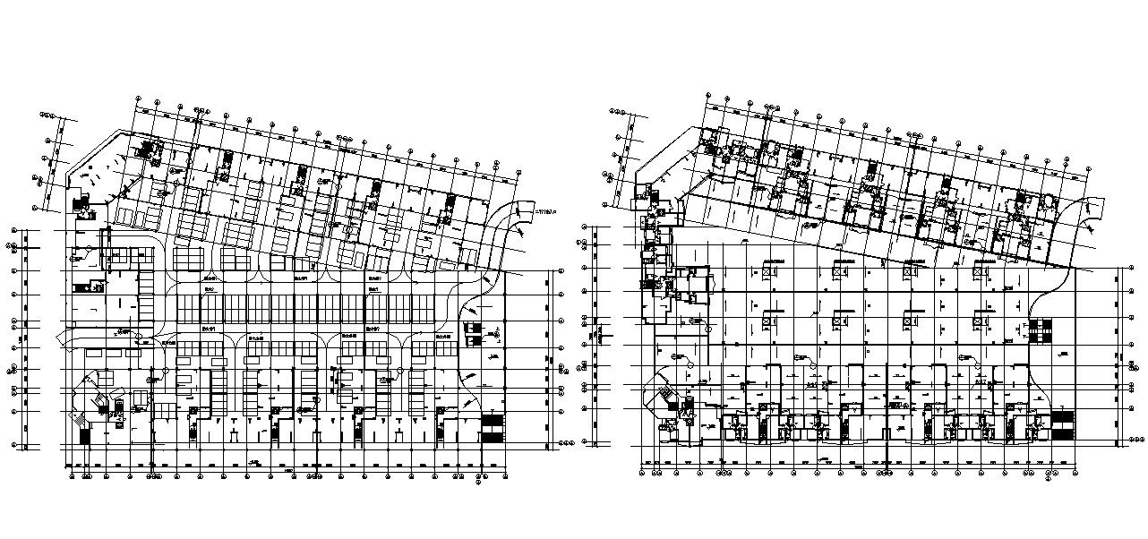 Commercial Building Floor Plan With center line AutoCAD File