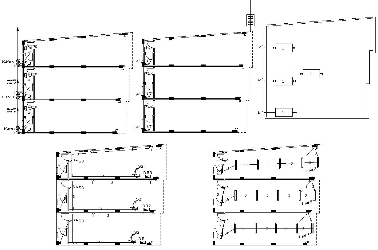 Commercial Building Floors With Electrical Plan AutoCAD File