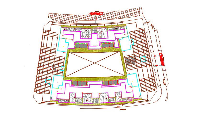 Commercial Building Terrace and Landscape Plan CAD File