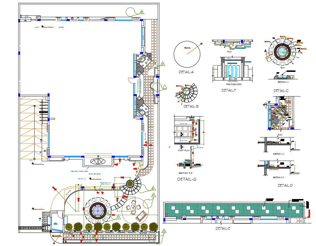 Commercial Building with Garden Landscaping Design CAD File Download