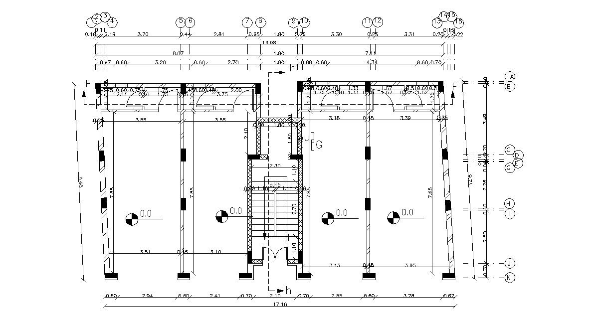 Commercial Complex Building Plan With Column Design