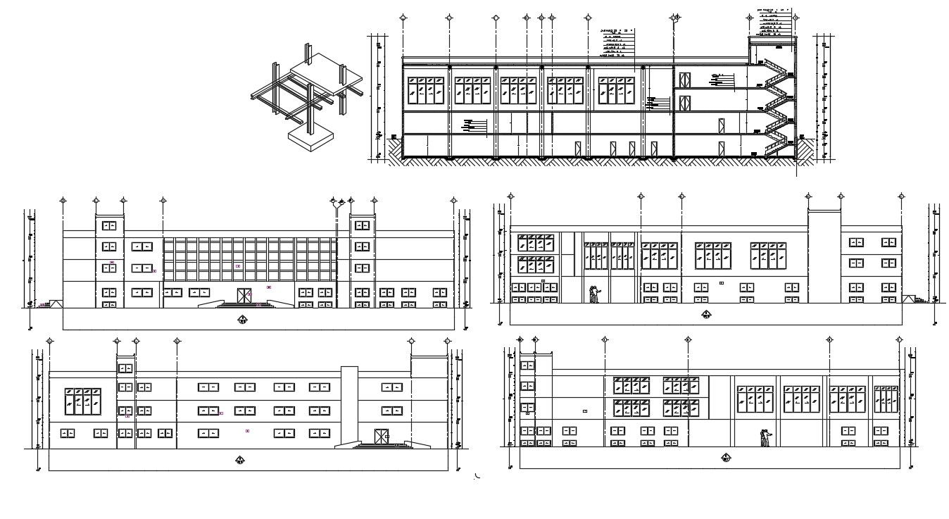 Commercial Complex Elevation CAD File