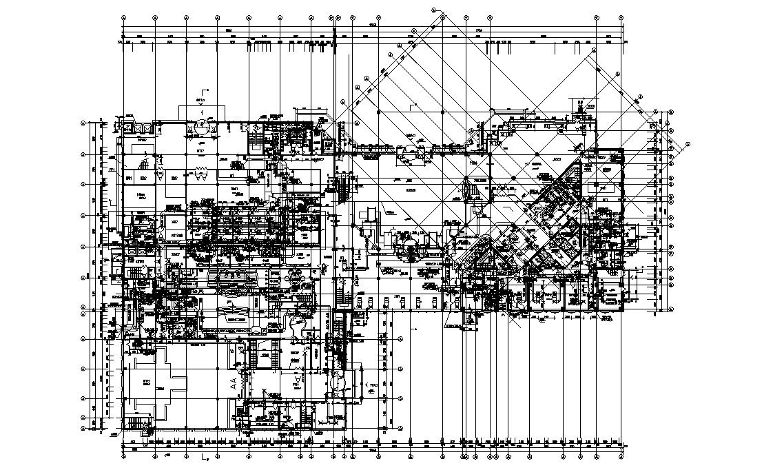 Detailed Commercial Complex Floor Plan with Center Line CAD files