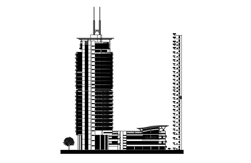 Commercial High Rise Building Facade Design CAD File