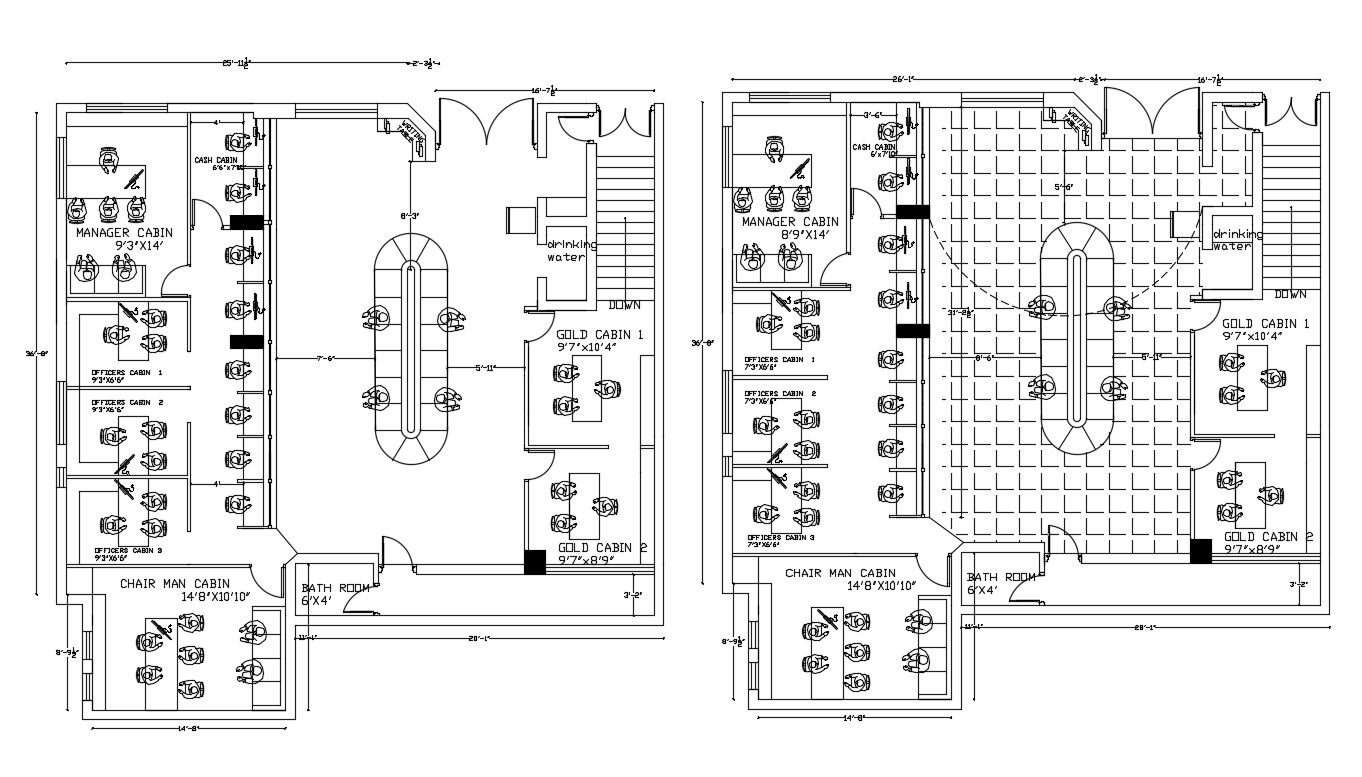 Commercial Office Building Design 2d Furniture Layout AutoCAD Drawing Plan