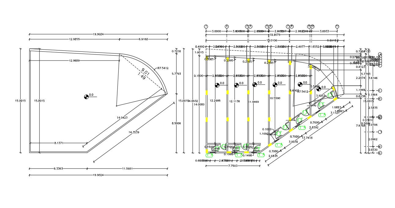 Commercial Shop Ground Floor Plan With Dimension DWG File