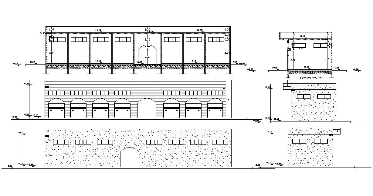 Commercial Shops Building Design AutoCAD Drawing