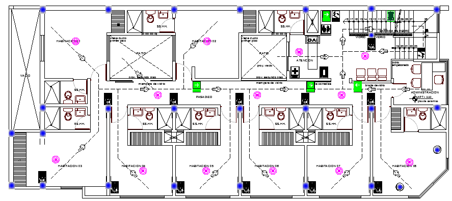 Commercial Two Star Hotel Design and Structure Details dwg file