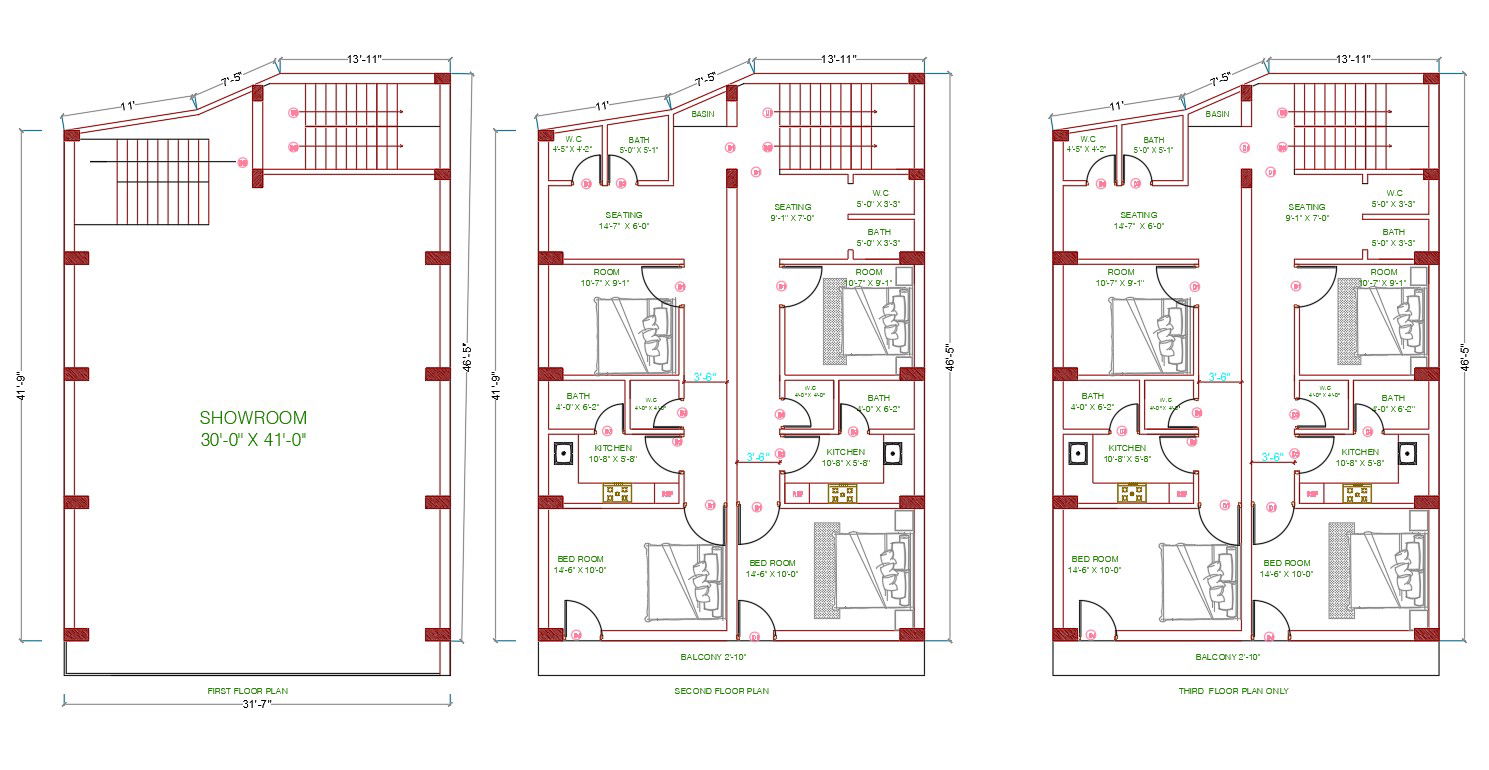 Commercial With residence Apartment Plan Download DWG File