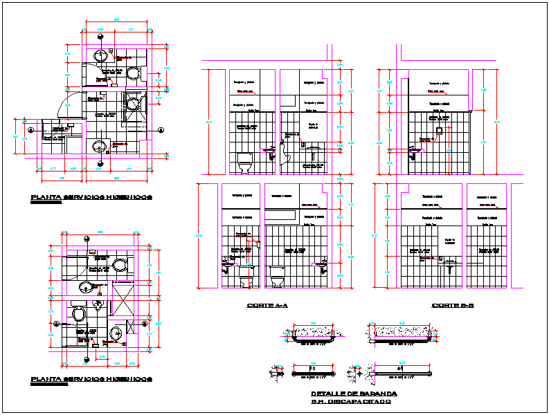 Commercial building bathroom plan view detail dwg file