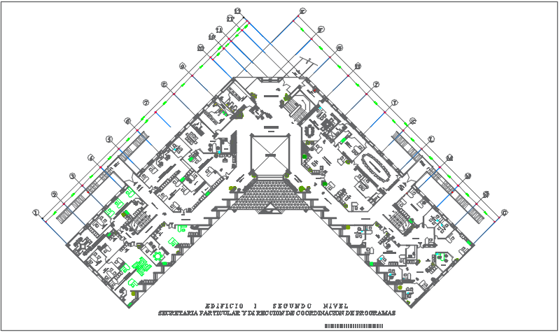 Commercial building center line plan detail dwg file