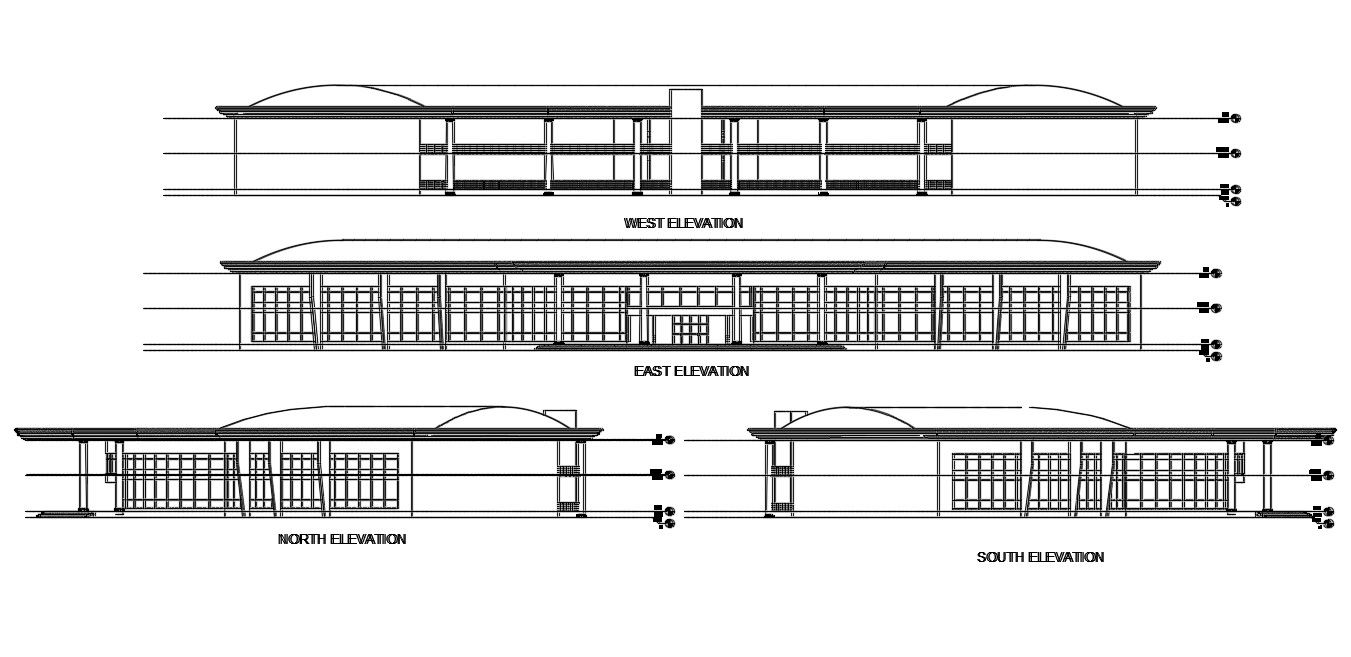 Commercial building elevation Architecture 2d drawing